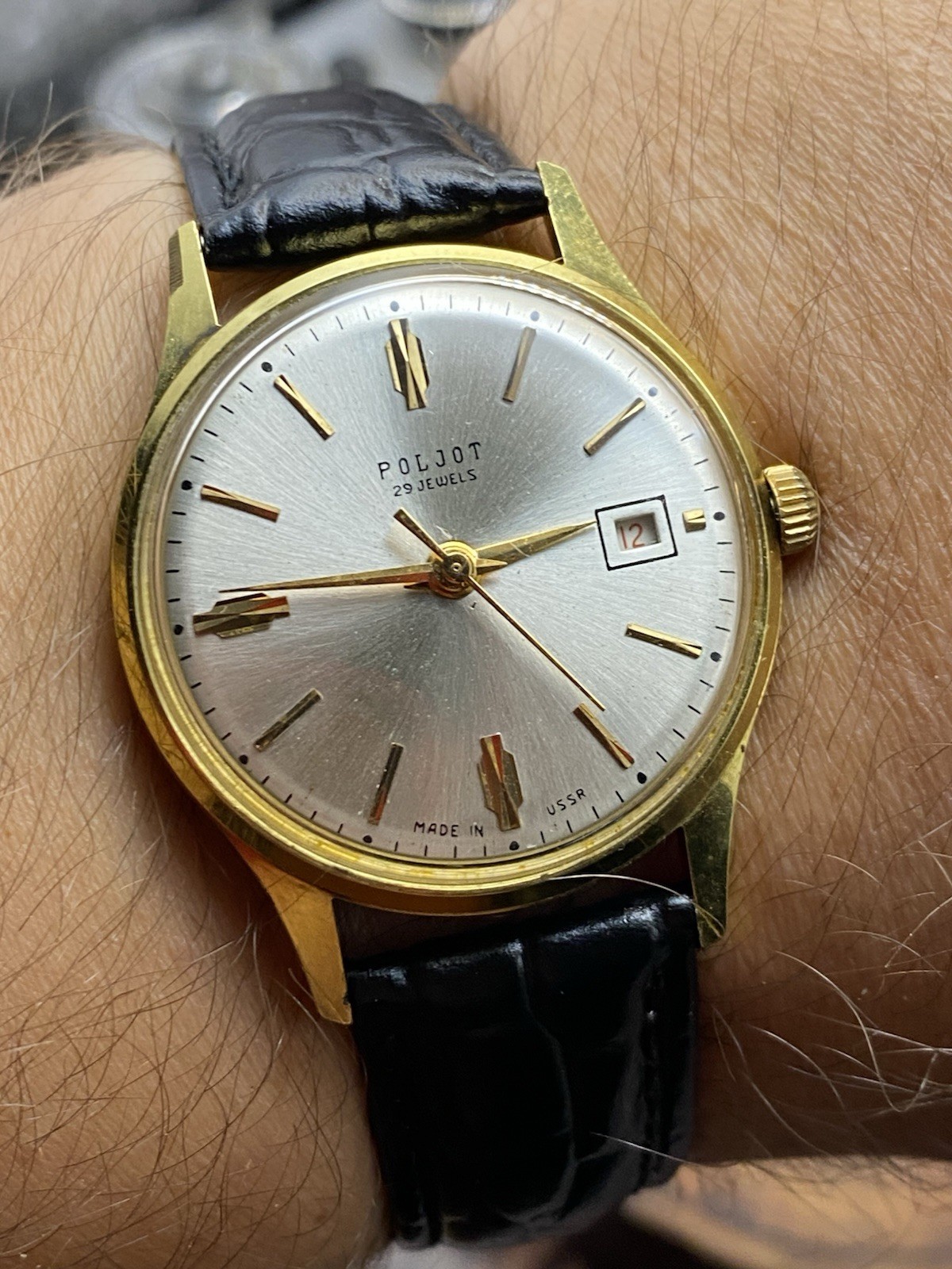 1960s POLJOT DE LUXE AUTOMATIC 29 JEWELS 1MChZ vintage USSR Soviet watch #9538