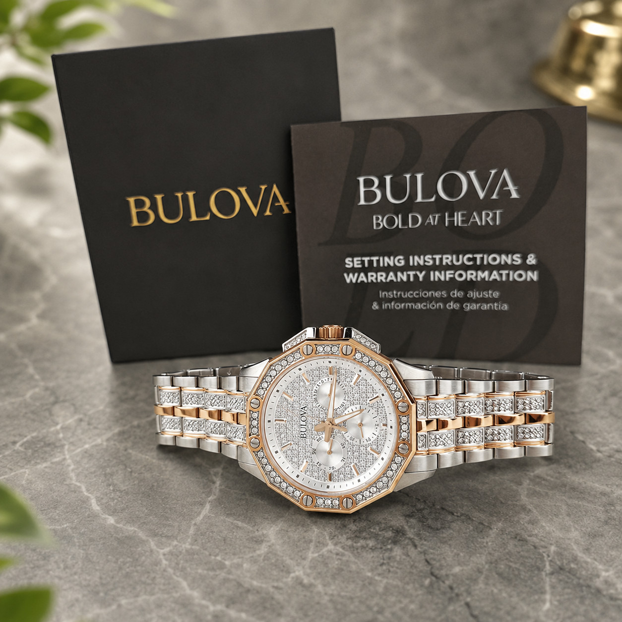 Bulova Crystal Octava 98C133 Men’s Gold Silver Two-Tone Quartz Watch 41.5mm