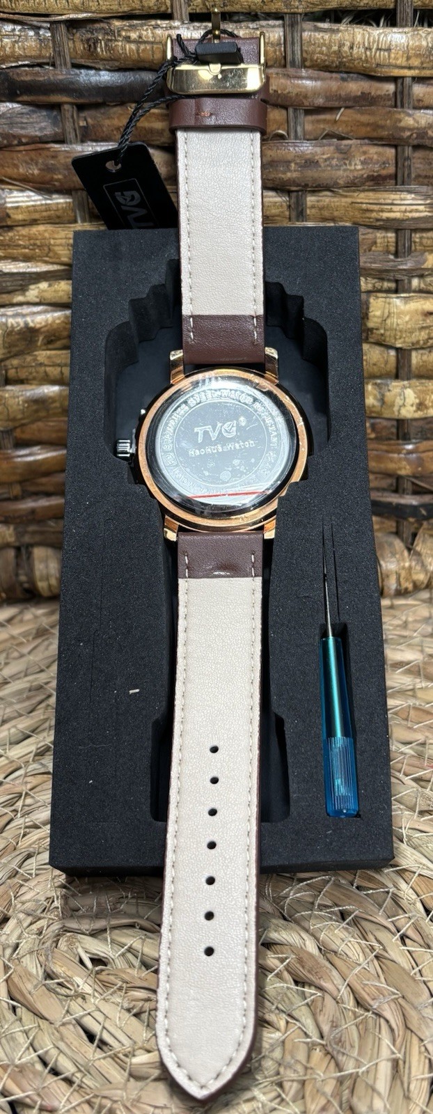 TVG Watch Analog & Digital Dark Brown Band Dual Display LED New & w Screwdriver