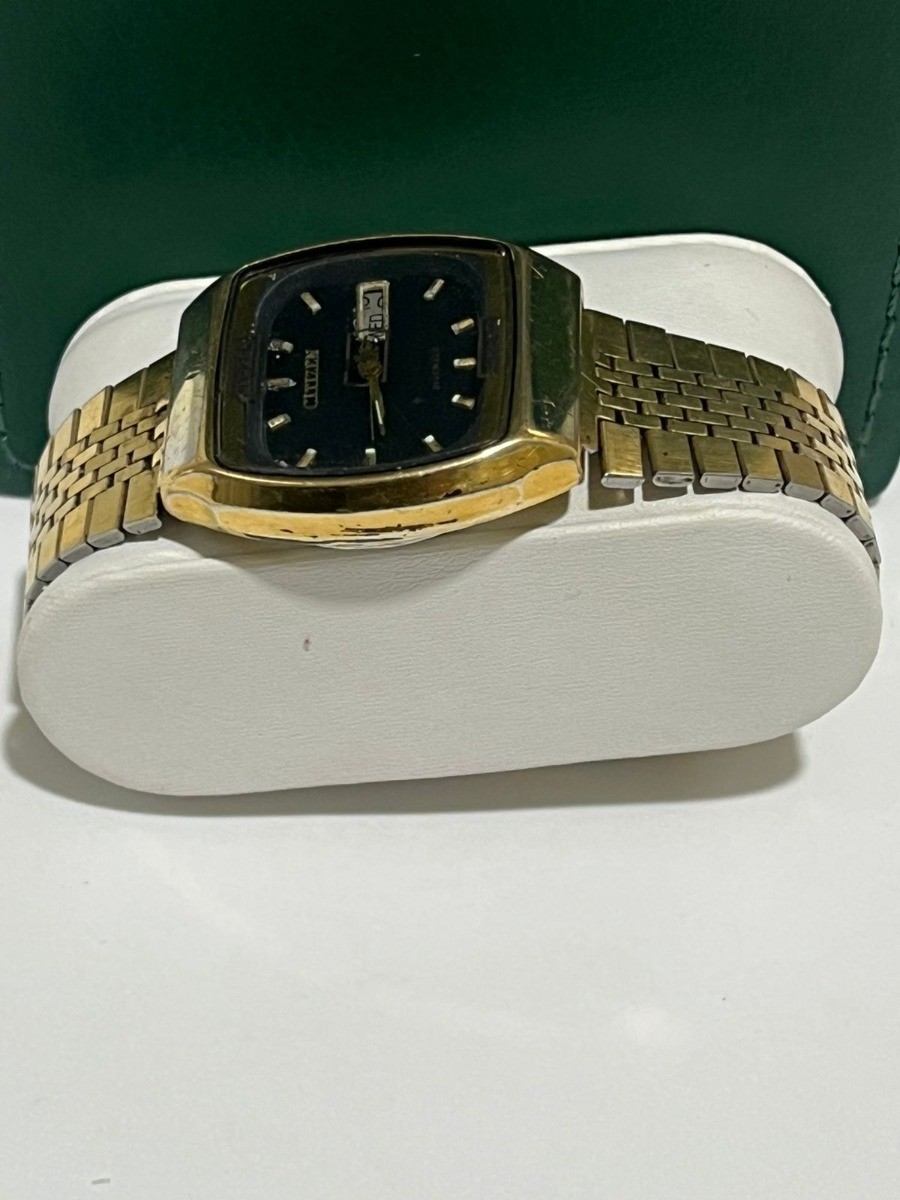 Vintage Citizen Automatic 21 Jewels Day-Date TV Case Gold Tone Men’s Watch Japan