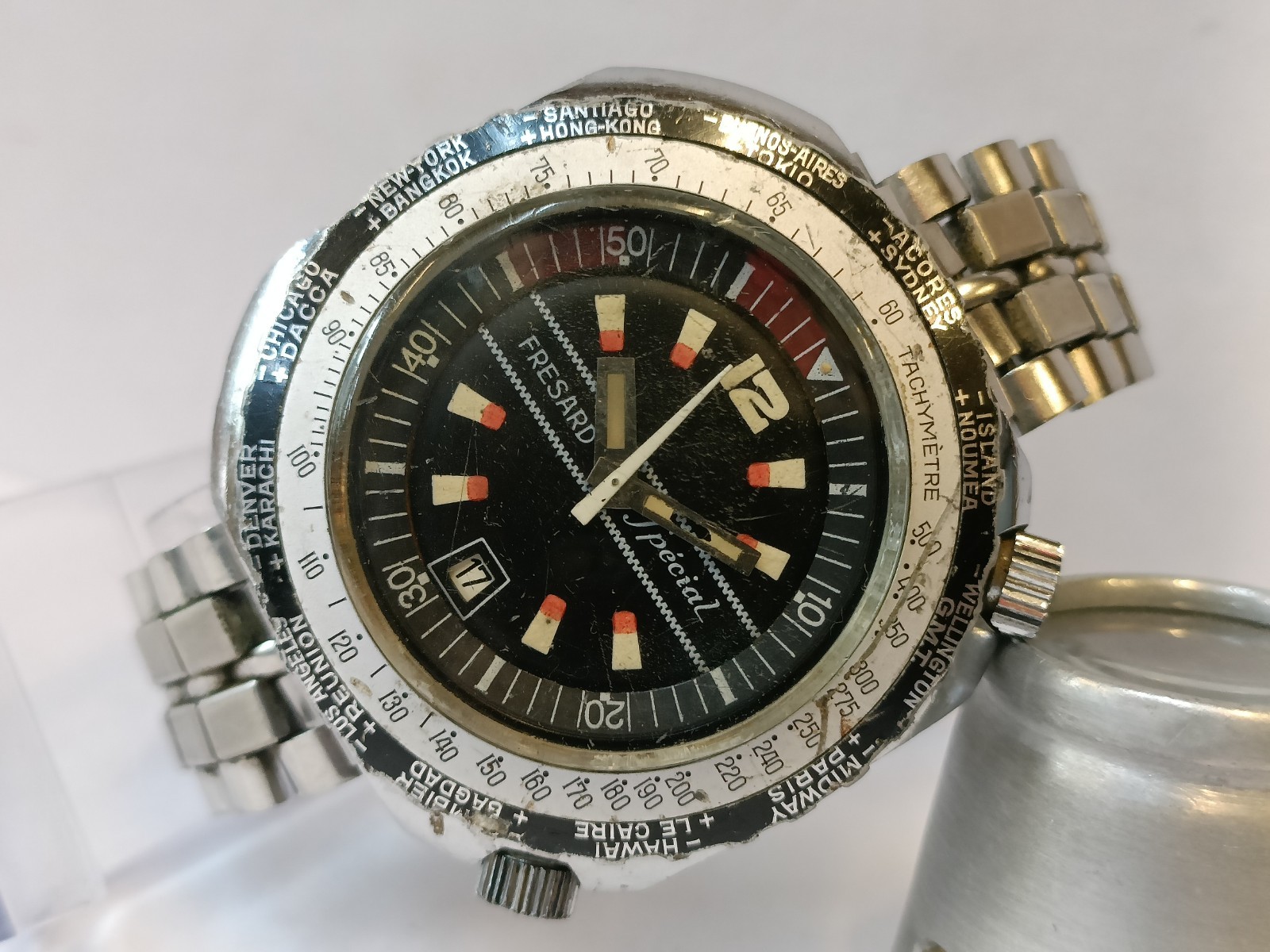 FRESARD SPECIAL 17J WINDING PATINA BLACK DIAL MEN’S WORKING CONDITION