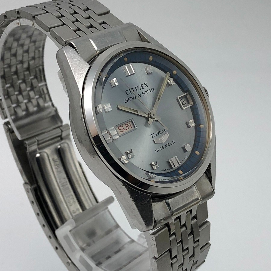 Vintage 1967 CITIZEN SEVEN STAR Deluxe 7 Blue Chapter Ring Automatic Japan #2582