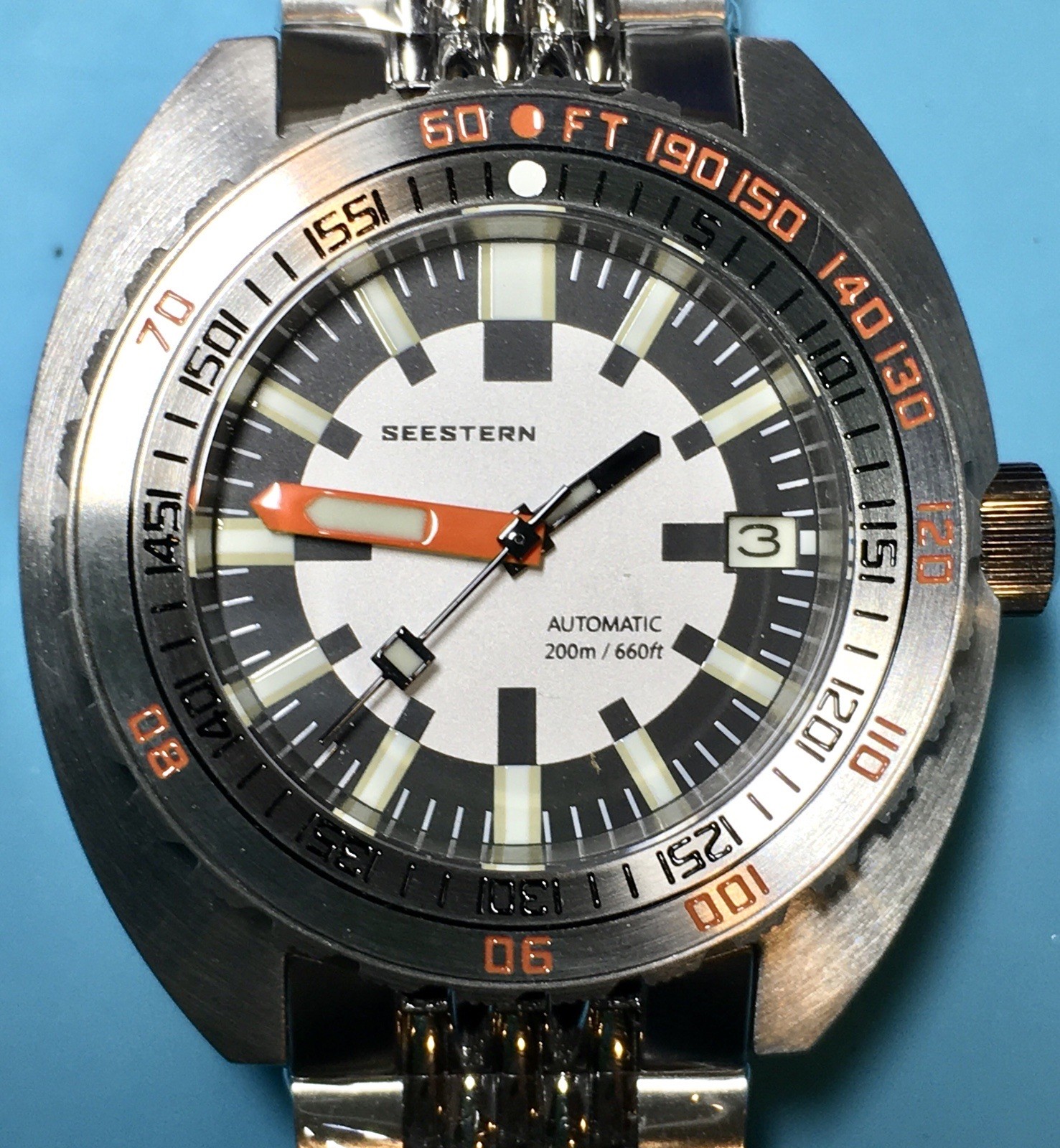 SEESTERN BLACK CHECKER DIAL TURTLE DIVER 43MM SEIKO NH35 SAPPHIRE STEEL BEZEL