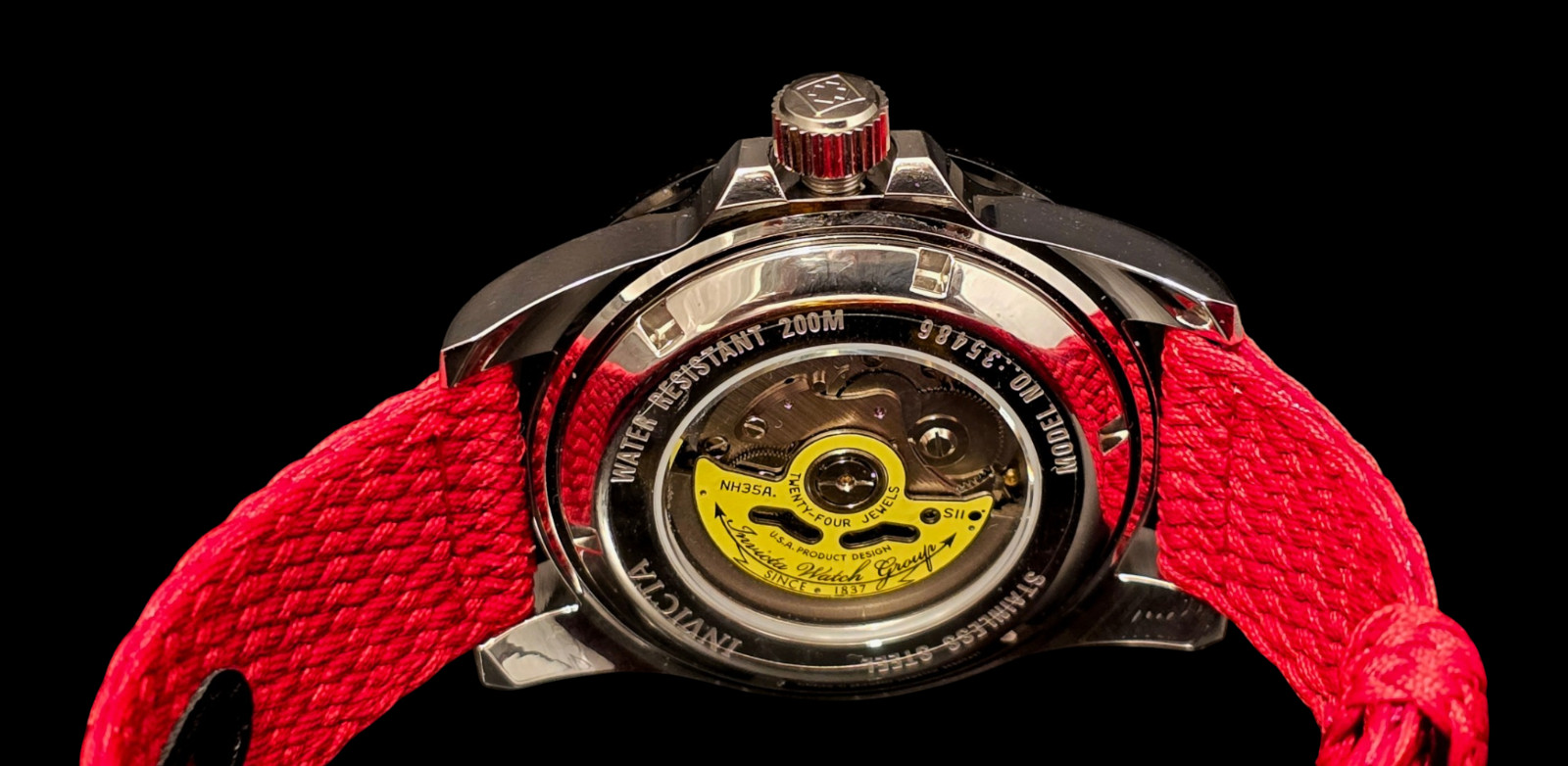 Invicta Pro Diver Men’s Watch Automatic 44mm Stainless Steel Red Strap 35486