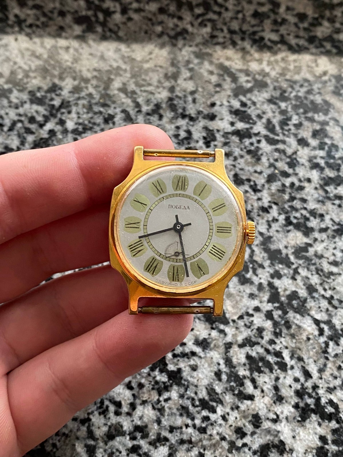 Pobeda Watch Vintage Soviet mechanical USSR Wristwach Rare Gold Plated AU