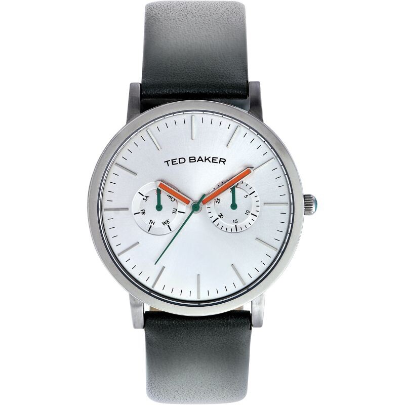 RARE Ted Baker Watch TE1093 Men’s Round Leather Strap Water Resistant 10009291