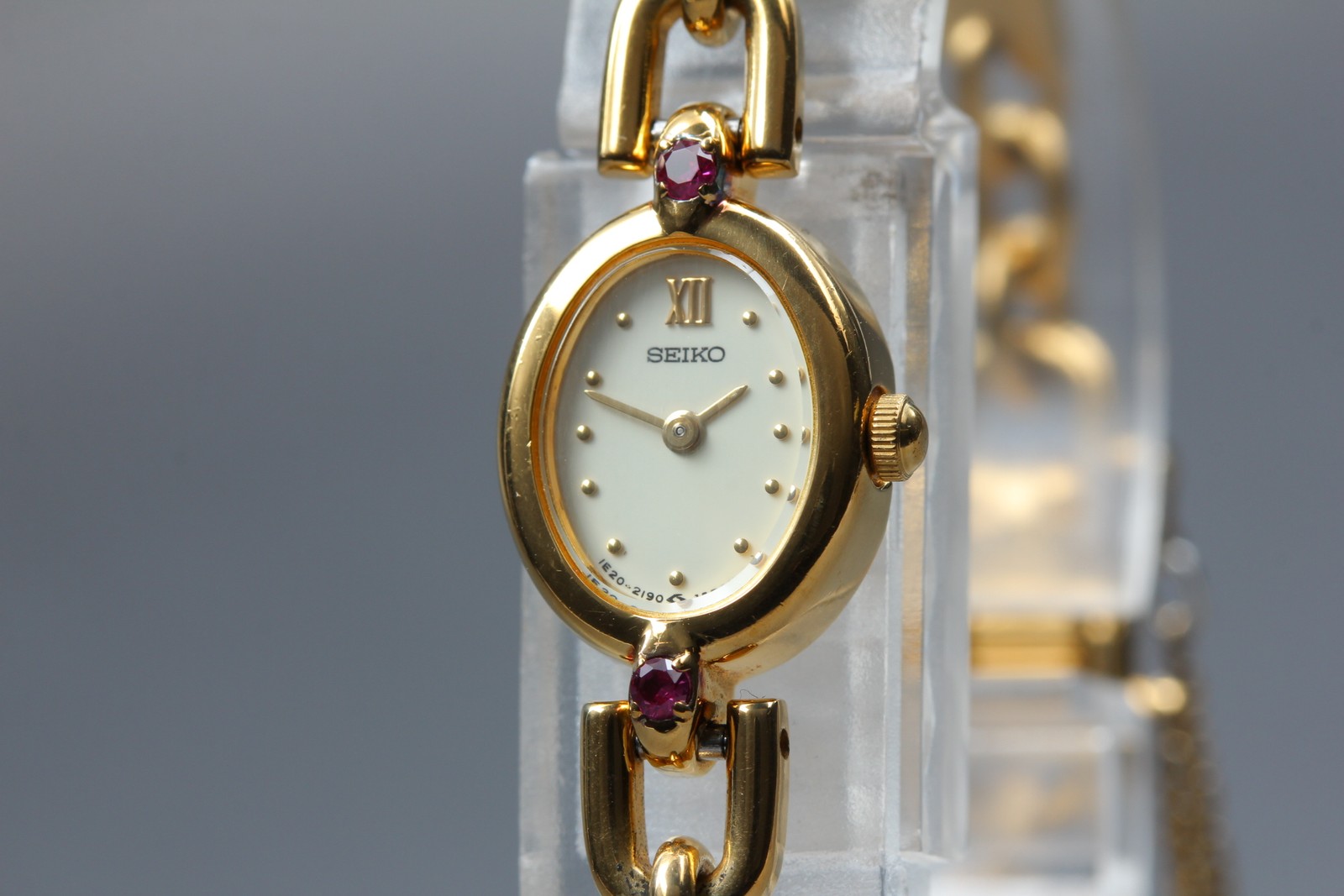 [Near MINT] Seiko 1E20-6140 13mm Gold Rhinestones Bracelet Quartz Women’s Watch