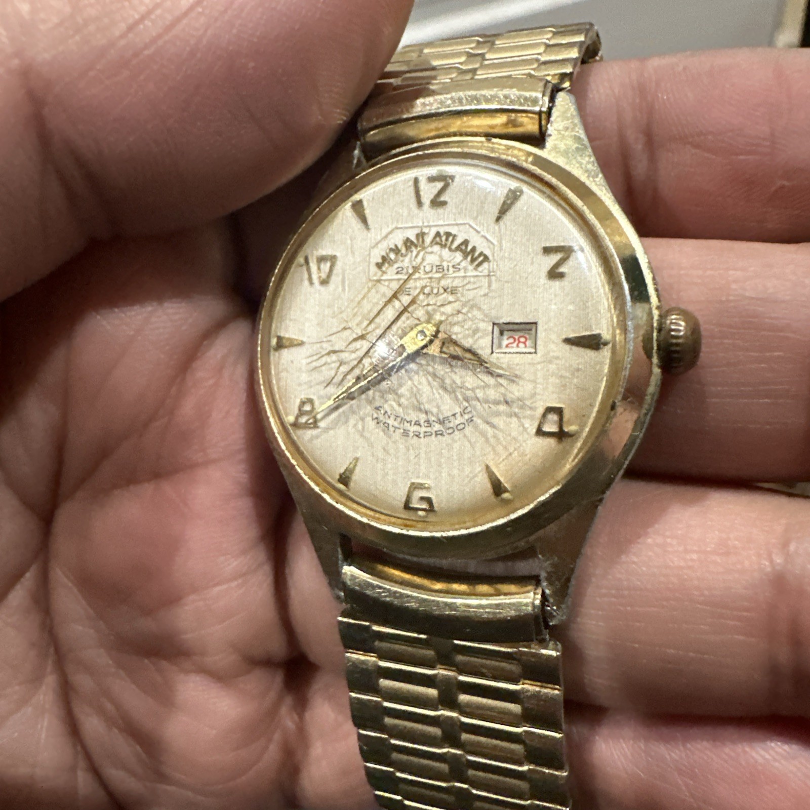Working VTG Mount-Atlant Deluxe 33mm 21 Rubis Gold Manual Wind Mens Watch