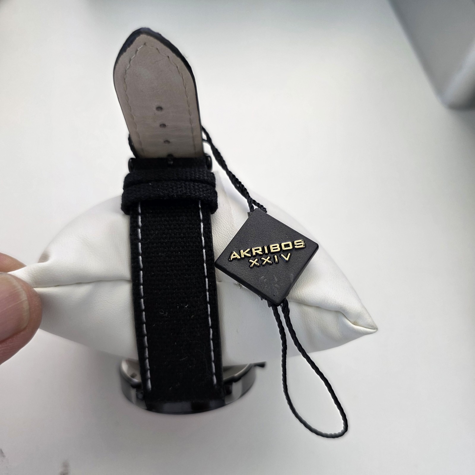 Men’s Akribos XXIV AK938RD Small Seconds Genuine Leather Canvas Strap Watch 46mm