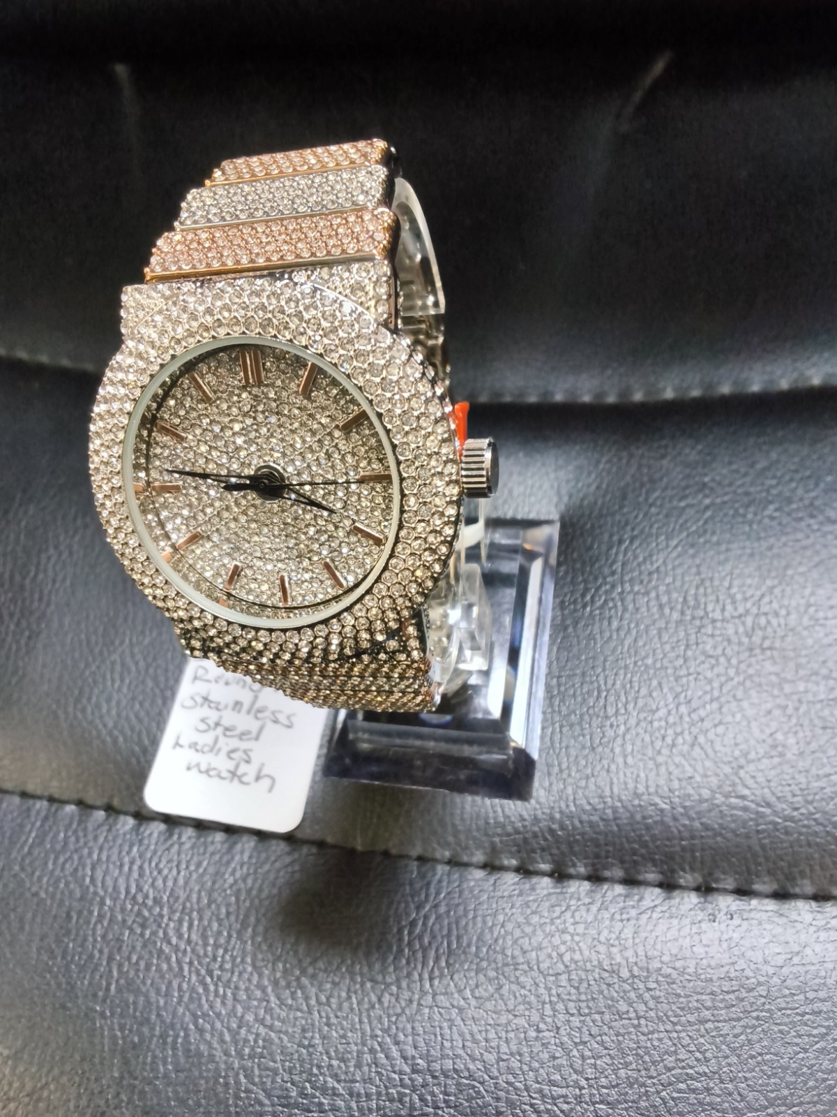 Two Tone Rose Gold Silver Iced Out Crystal Ladies Watch Quartz New 24.99Price: