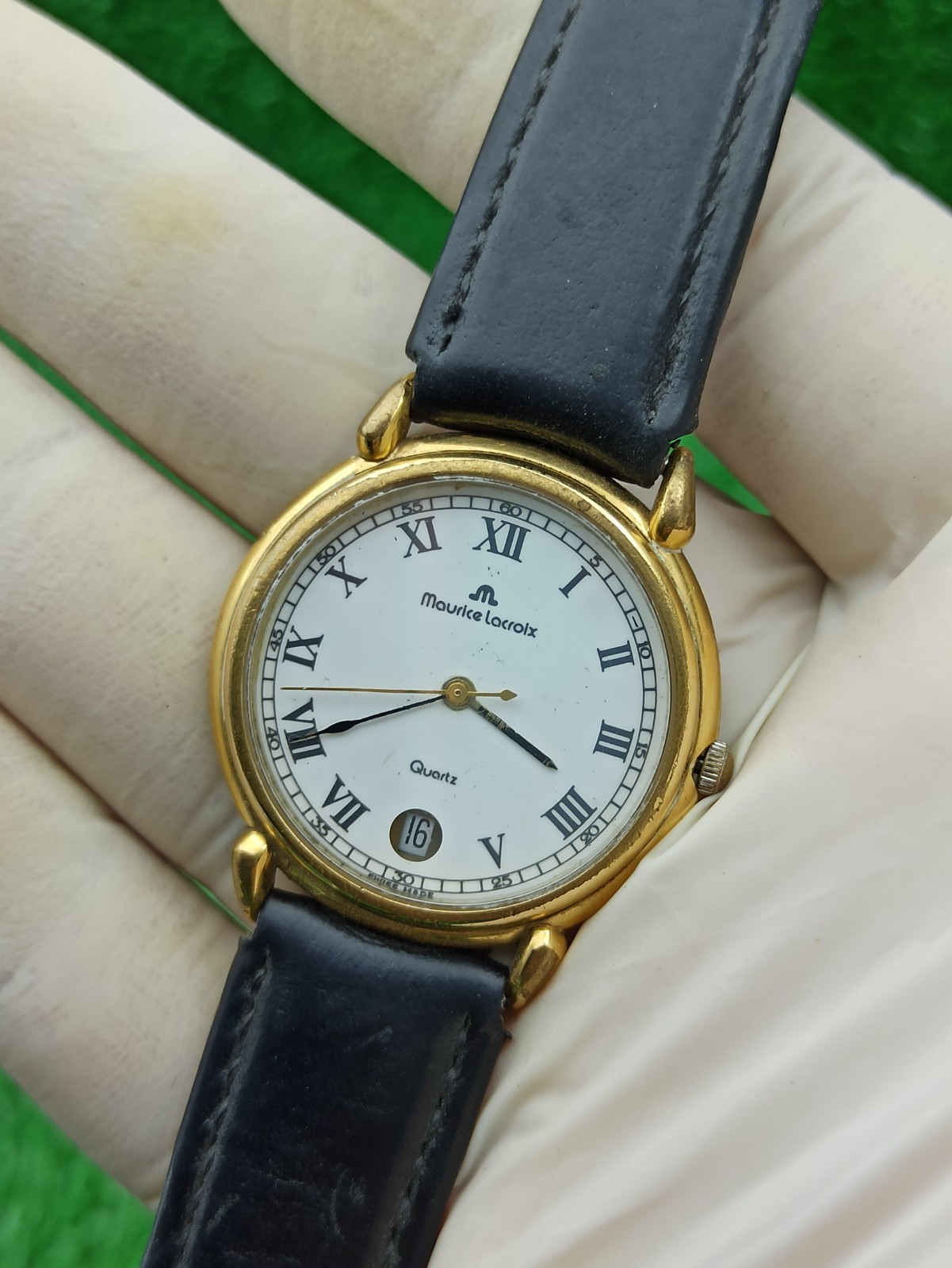 Authentic MAURICE LACROIX Quartz Men’s Wristwatch Swiss 90s