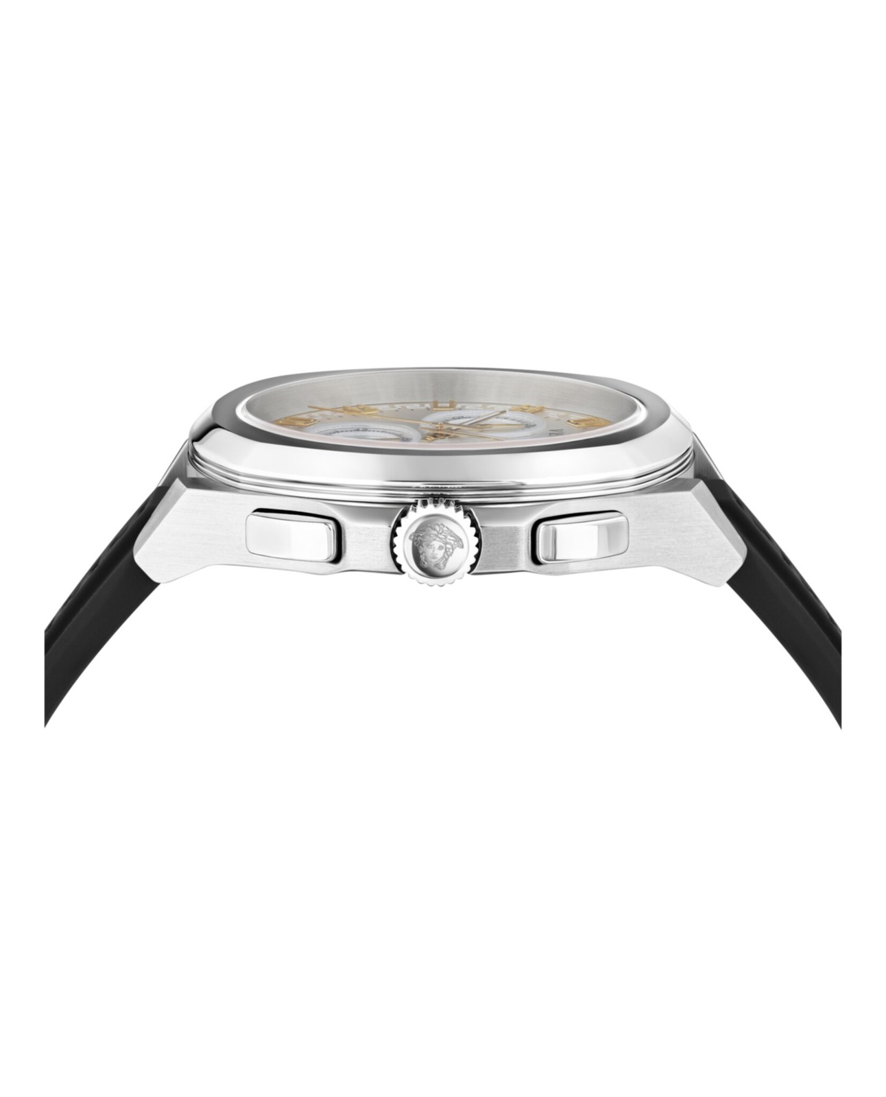 Versace Mens Versace Geo Chrono Stainless Steel 43mm Strap Fashion Watch