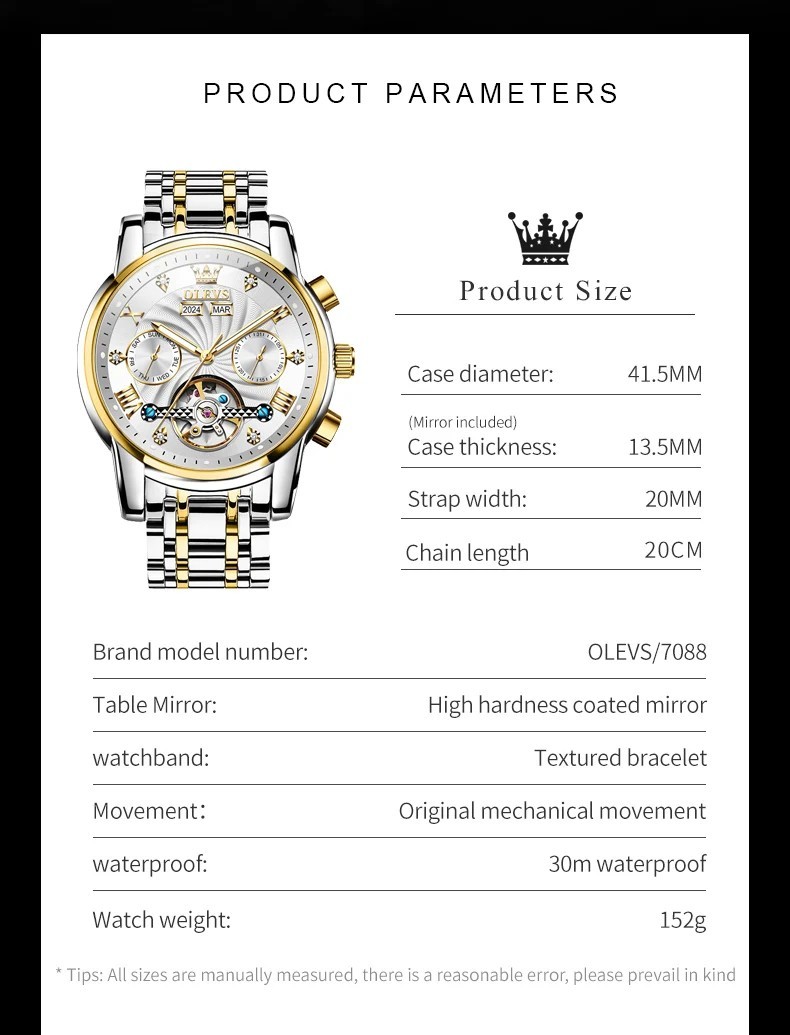 Automatic Mechanical Watch Waterproof Luxury Dial Strap Men Men’s