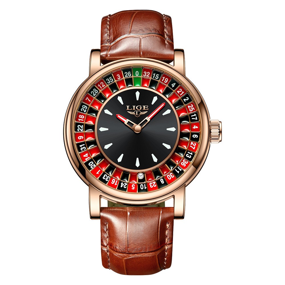 LIGE Men Watch Fashion Creative Dial Wristwatch Male Luxury Leather Quartz Watch