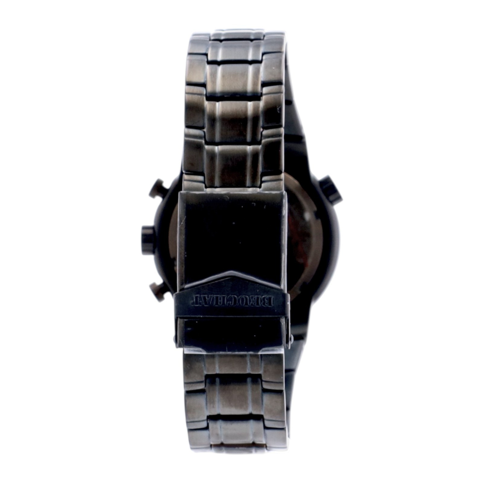 Beuchat Mirage Mens Chronograph Watch Black PVD Yellow 100M Swiss Date Quartz
