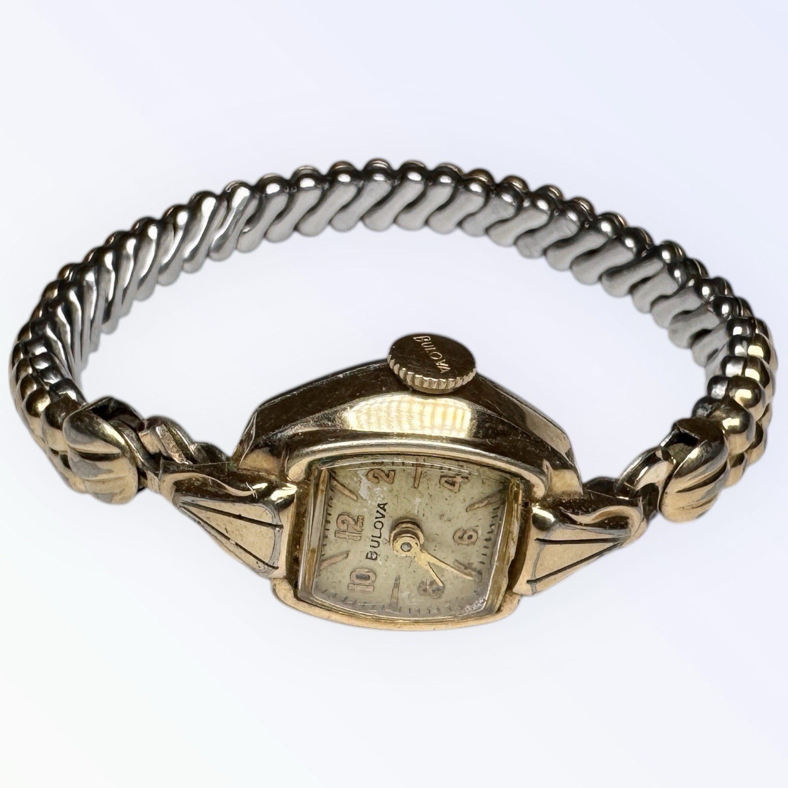 1951 Bulova L1 Ladies 21 Jewel 10k RGP Deco Flex Band Watch RUNS