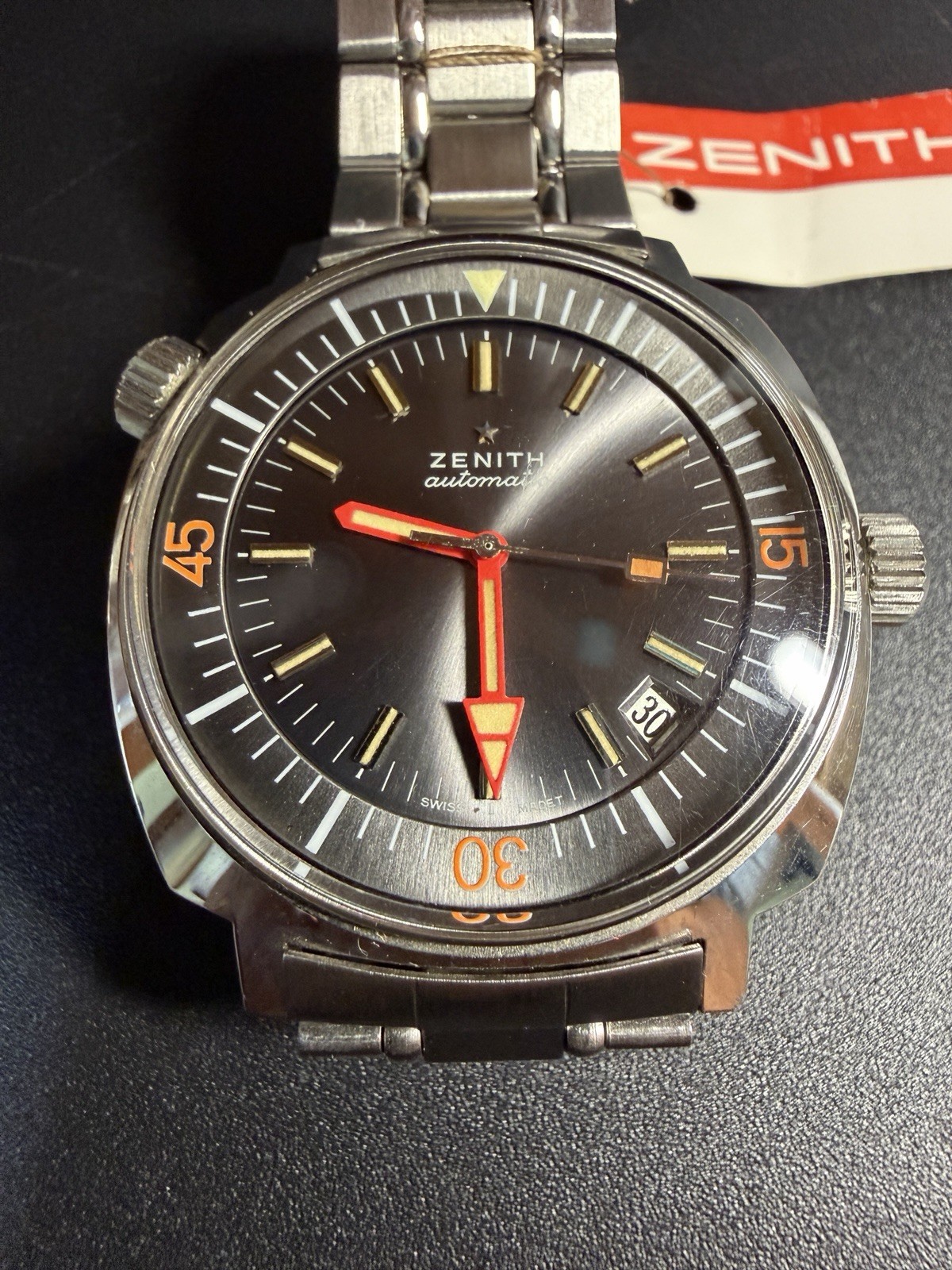 ZENITH Super Sub Sea A3635 Diver Automatic Gay Brothers Vintage 1970 Near NOS