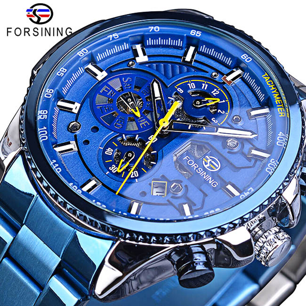 FORSINING Luxury Men Steel Waterproof Automatic Self-Wind Mechanical Wrist Watch