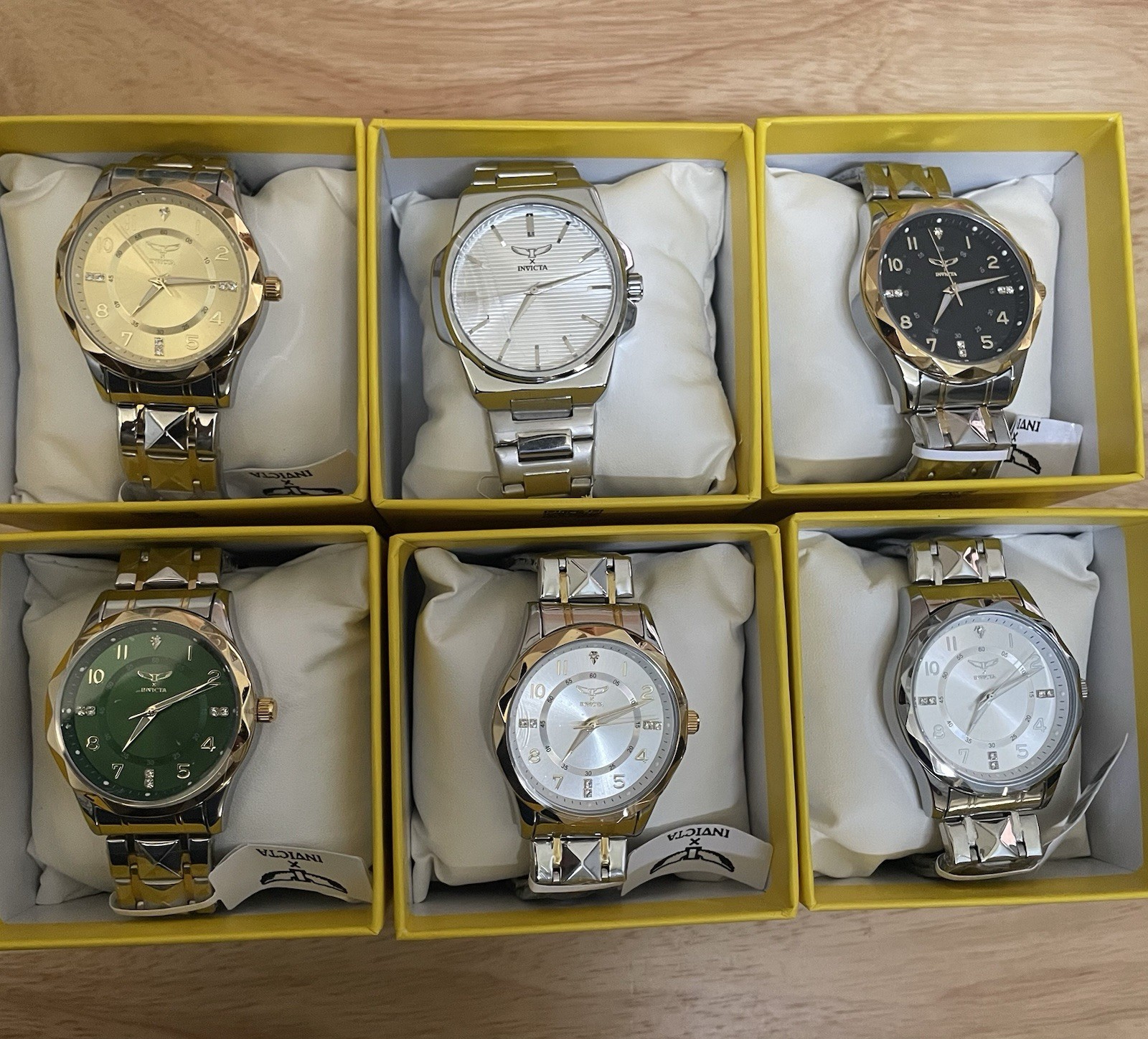 Invicta Lot of 6 Watches Speciality Silver Gold Green Collection Bulk Assorted