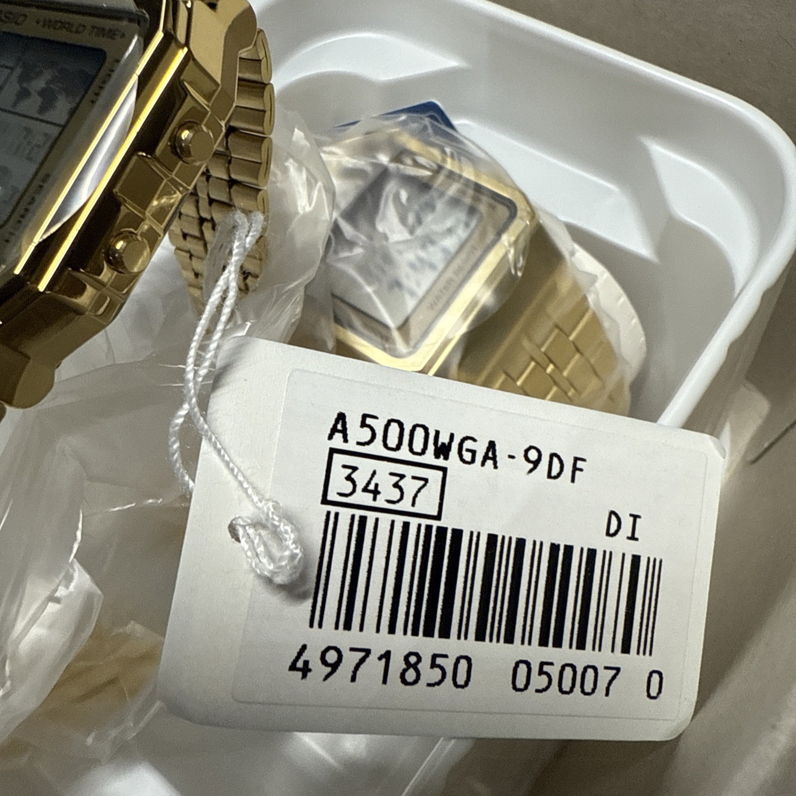 Men’s Gold-Tone Casio World Time Stainless Steel Watch A500WGA-9D