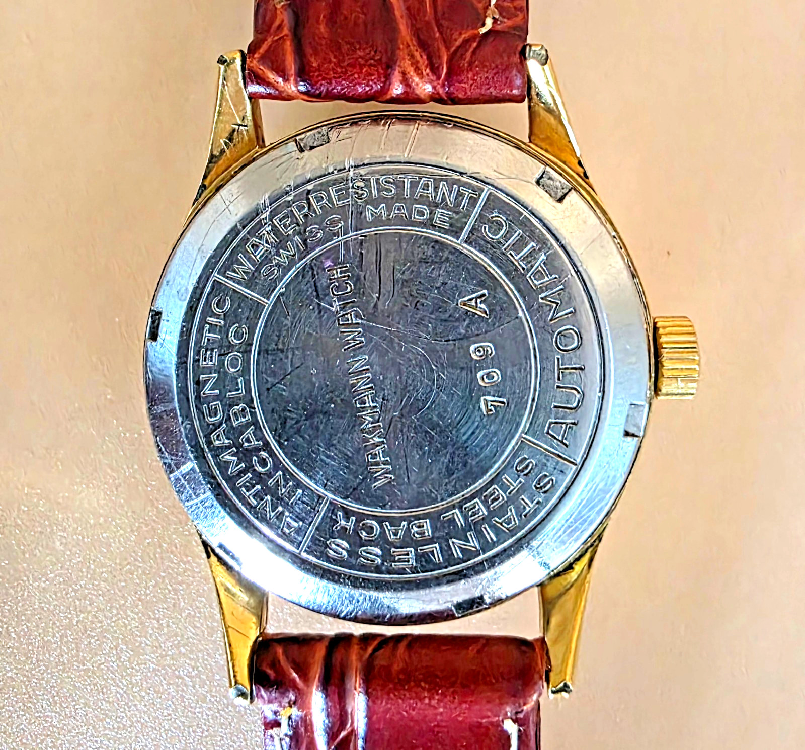 VTG Rare WAKMANN 709A Automatic 17 Jewel 1950 Swiss Incabloc 31mm Men Watch Runs