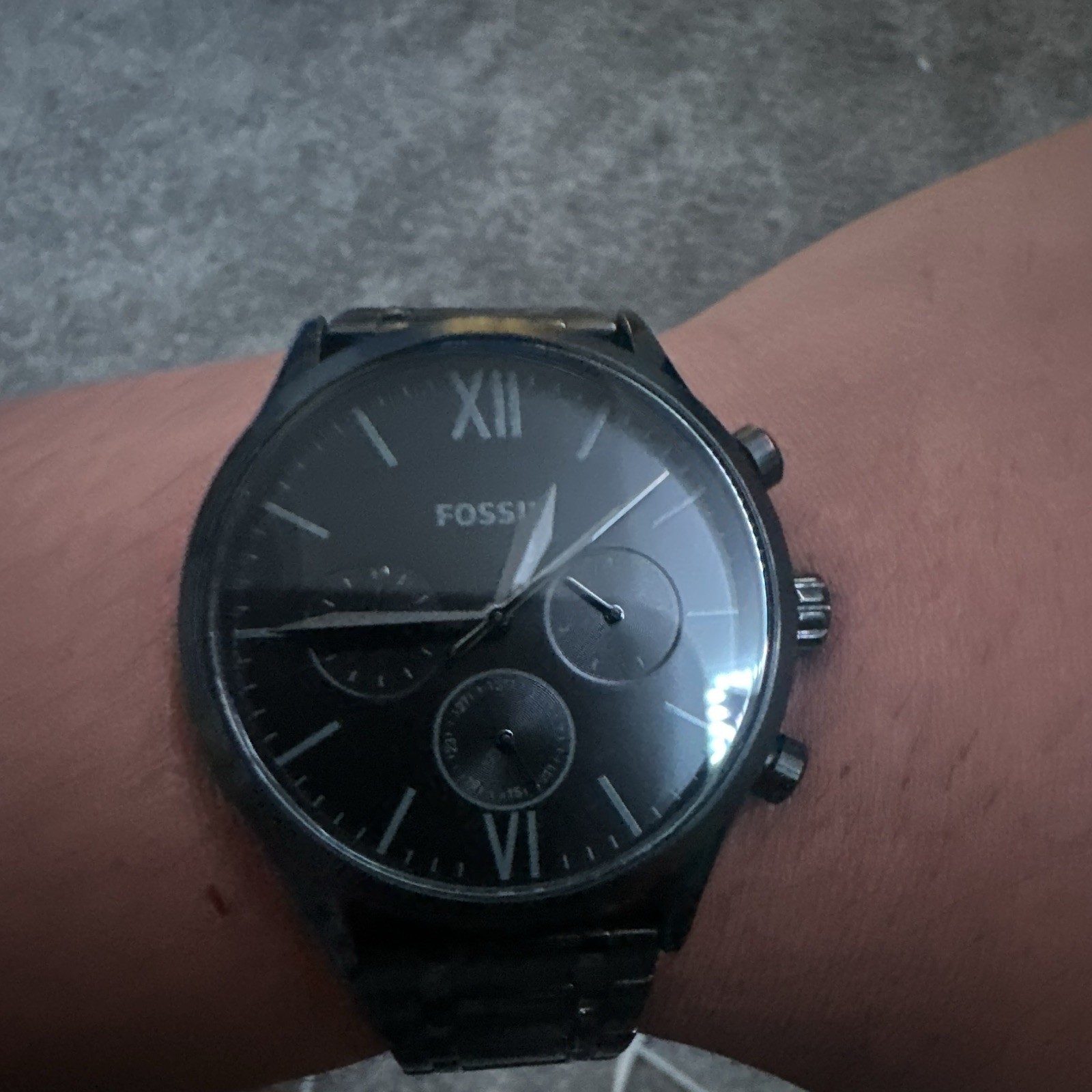 Fossil Black Stainless Steel Multi-Dial Quartz Analog Watch 44mm 5 ATM