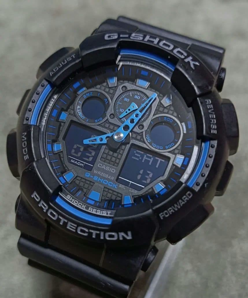 CASIO G-SHOCK GA-100CB Matte Black x Blue