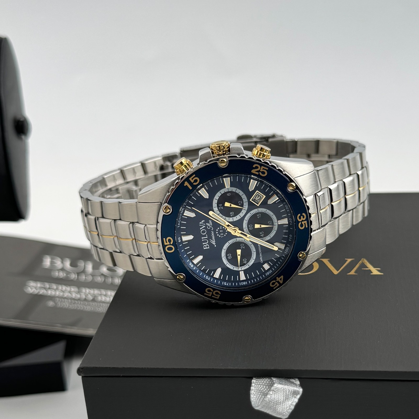 Bulova 98B400 Marine Star Chronograph Blue Dial Two-Tone stainless Men’s Watch