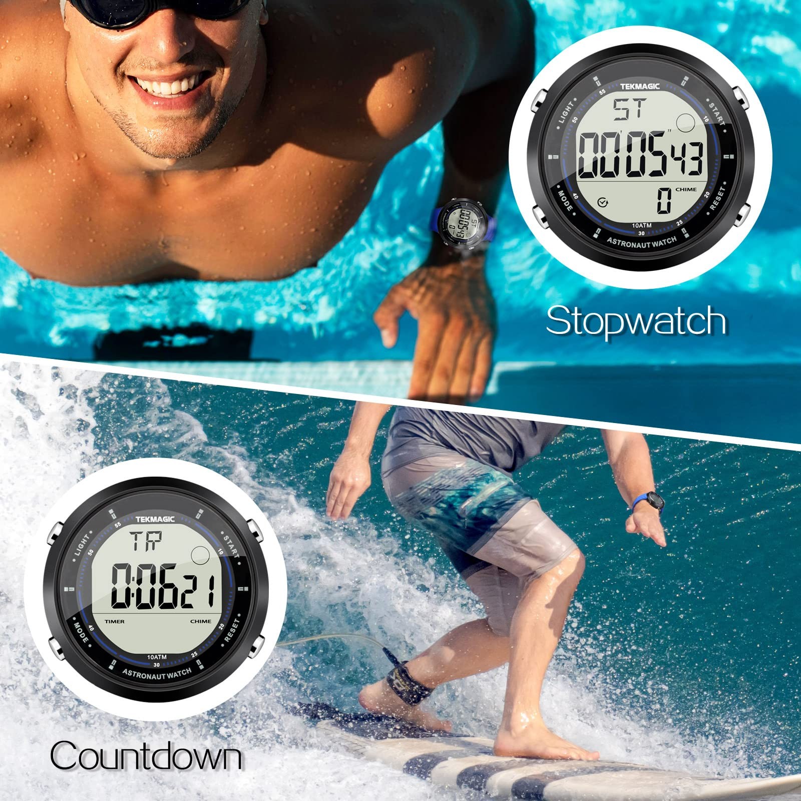10 ATM 100m Waterproof Digital Sports Watch for Swimming and Diving, with Fun…
