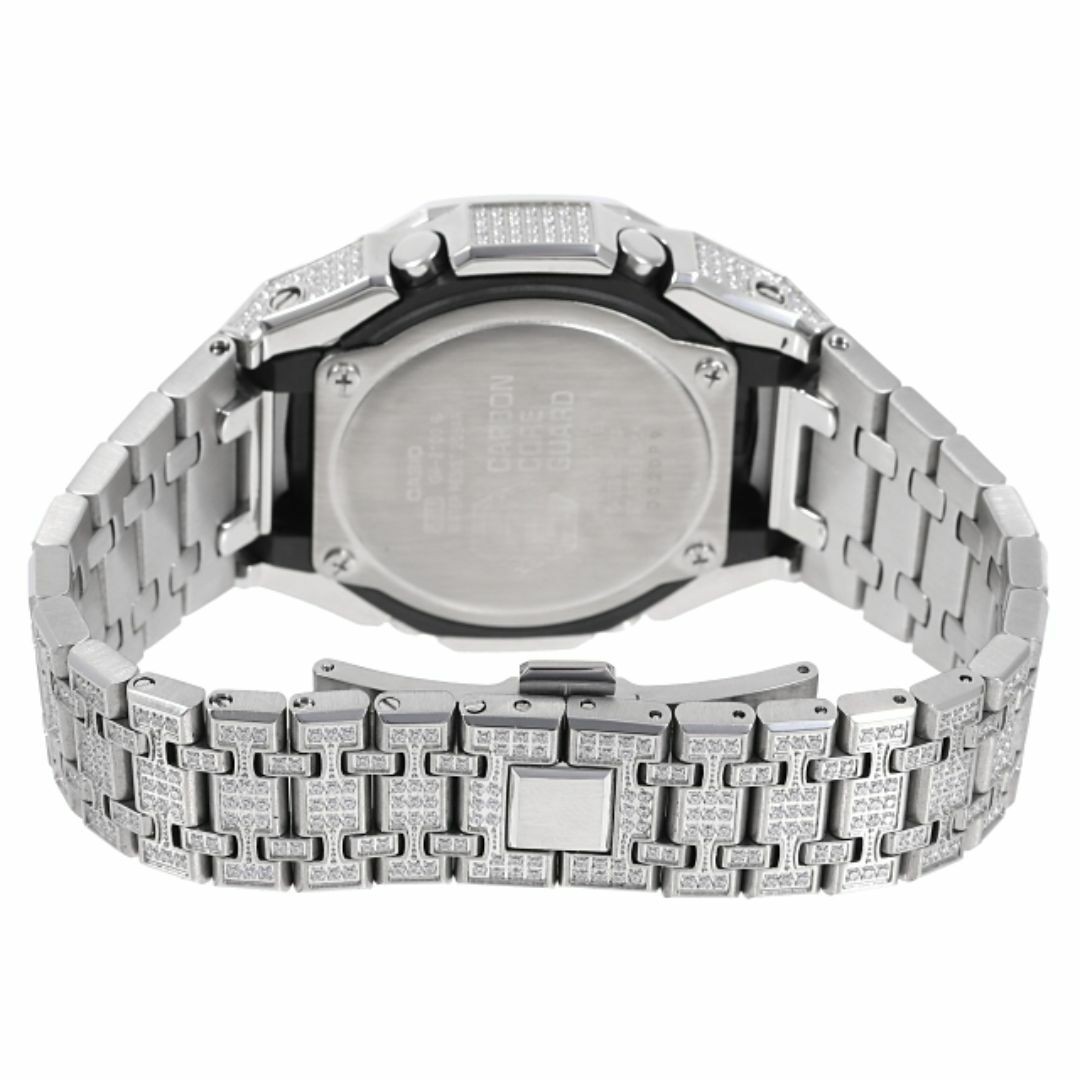 G-Shock GA2100 Metal Full CZ Zirconia Custom Casioak Silver Stainless Steel Blac