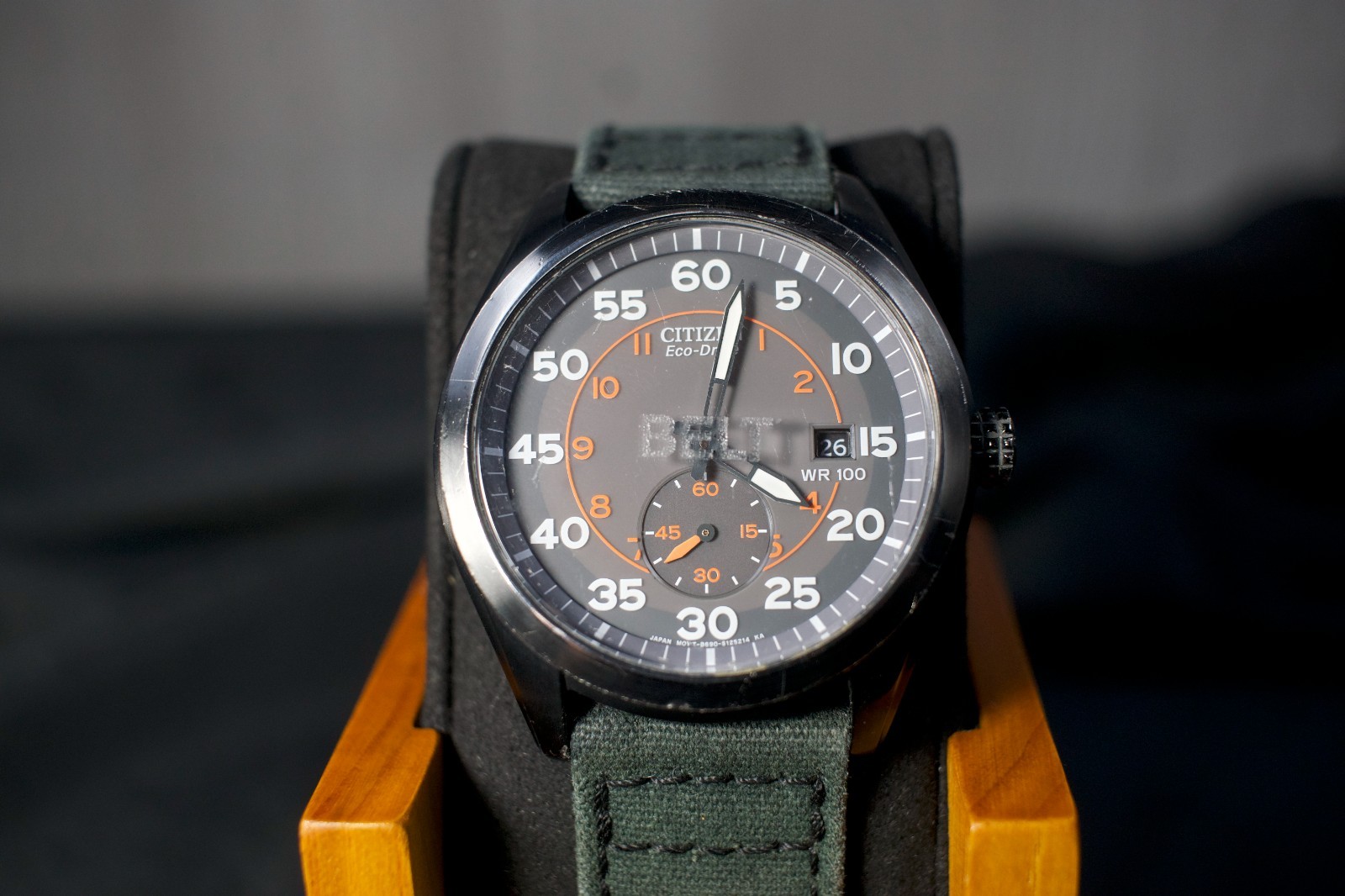 Citizen Eco-Drive Pilot Military BELT Watch B690-S099965 43mm Green Canvas Strap