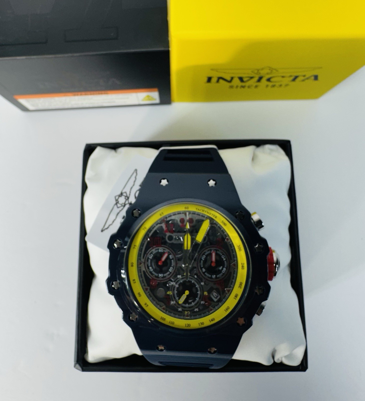 Invicta Racing Vaulthan Men’s Watch 44mm Navy Blue Yellow Red 69661
