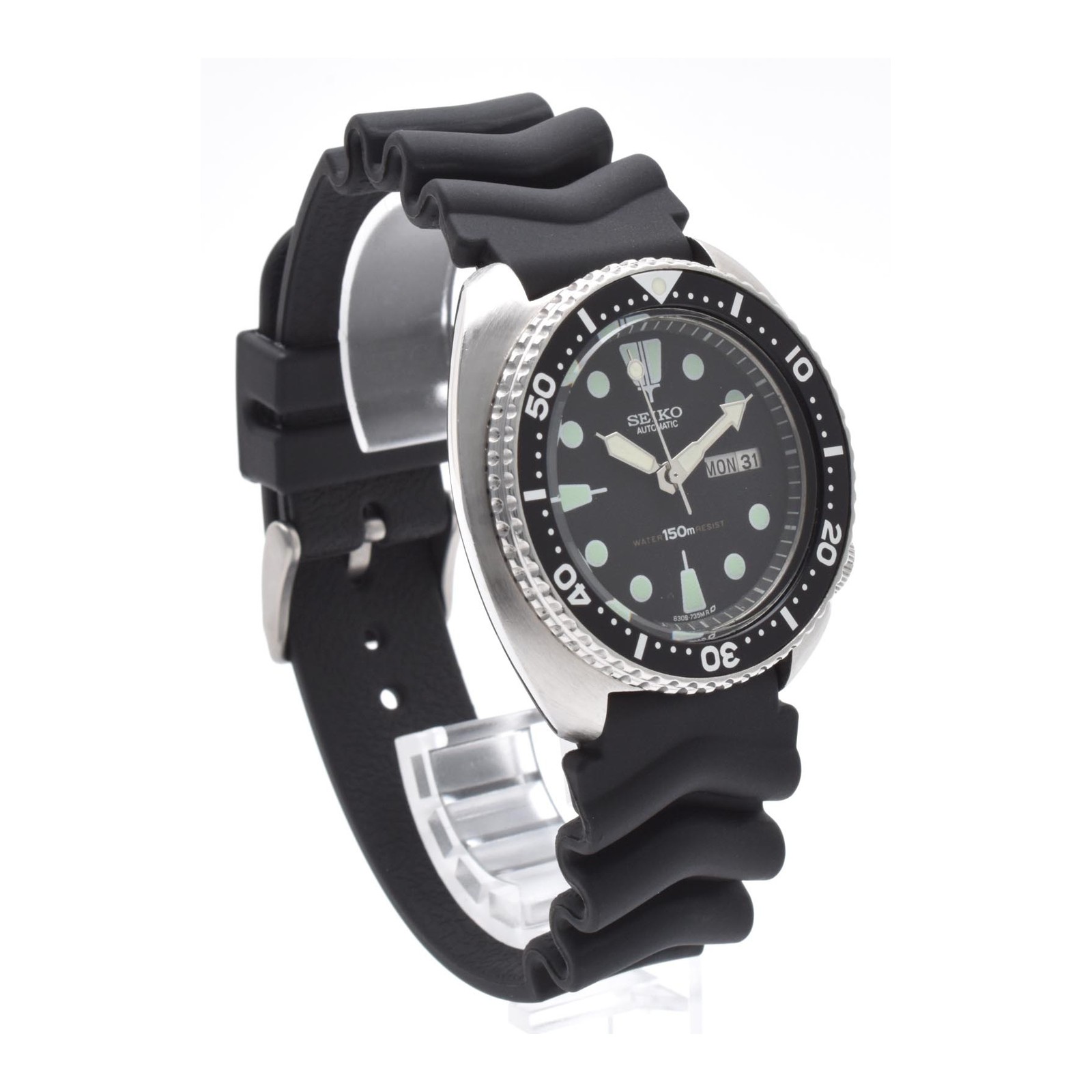 SEIKO Turtle 6309-7040 Automatic Vintage Diver Watch 150m Day Date Black 44mm