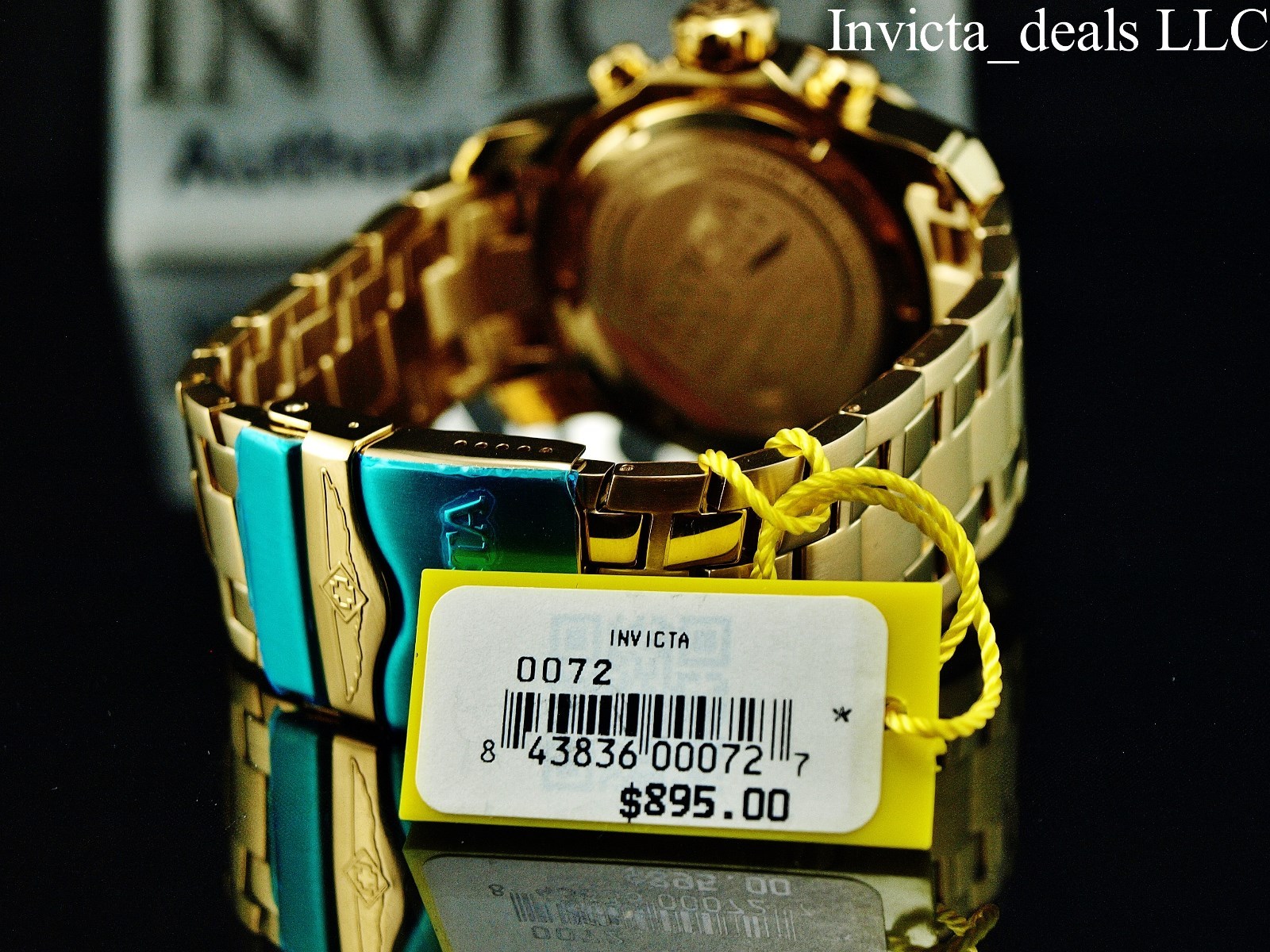 Invicta Men 48mm Pro Diver SCUBA Chronograph Black Dial 18k Gold Plated SS Watch