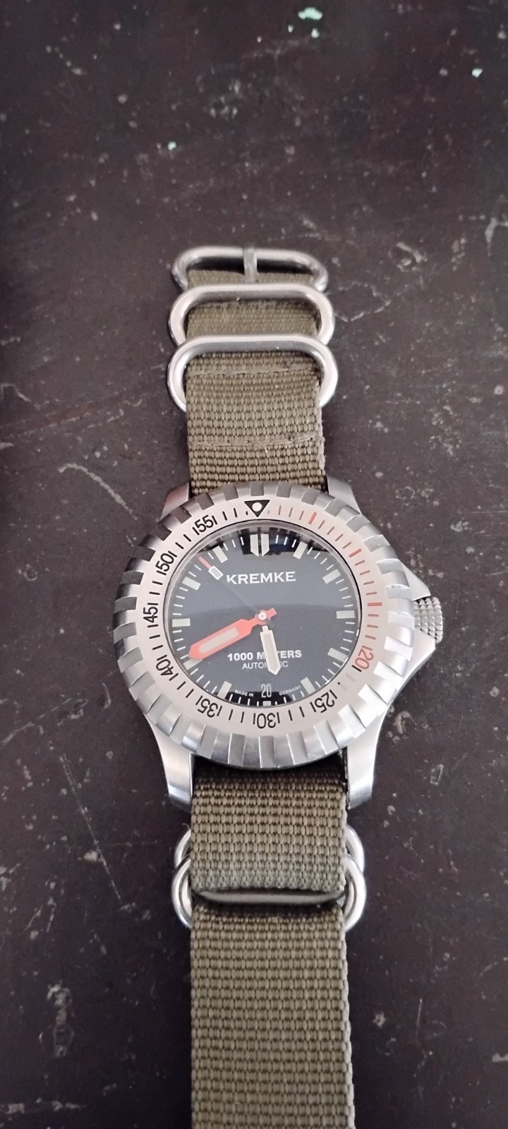 Kremke Subzilla Automatic 1000m Diver Date Green Nylon Strap Box Papers
