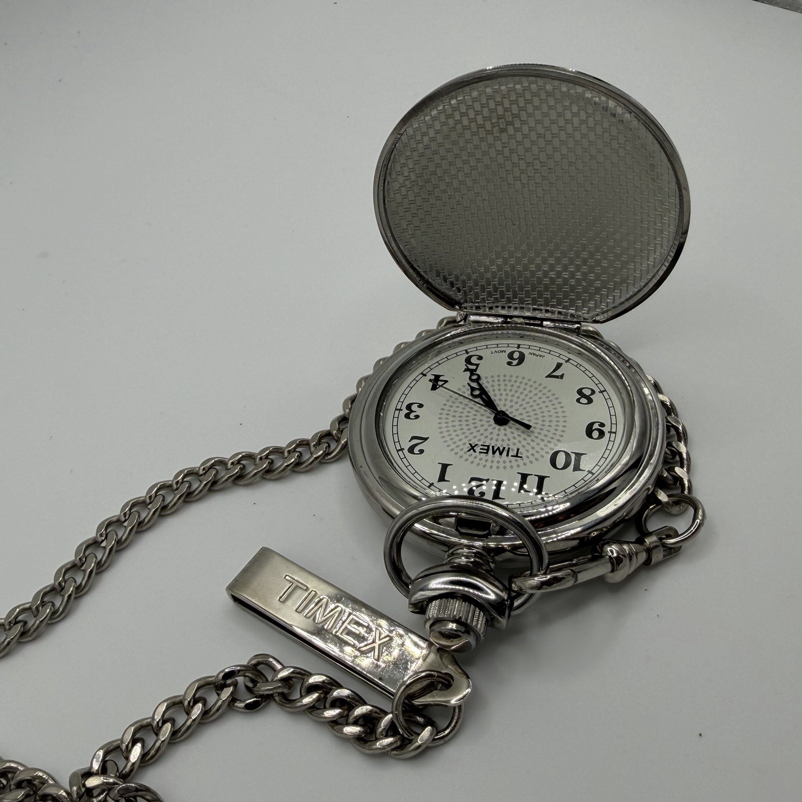 Timex Silver Tone Pocket Watch Working Condition Please Read