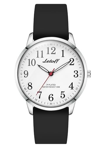Classic Analog Watch – White Dial, Arabic Numerals, Non-Ticking, Exam Friendly,