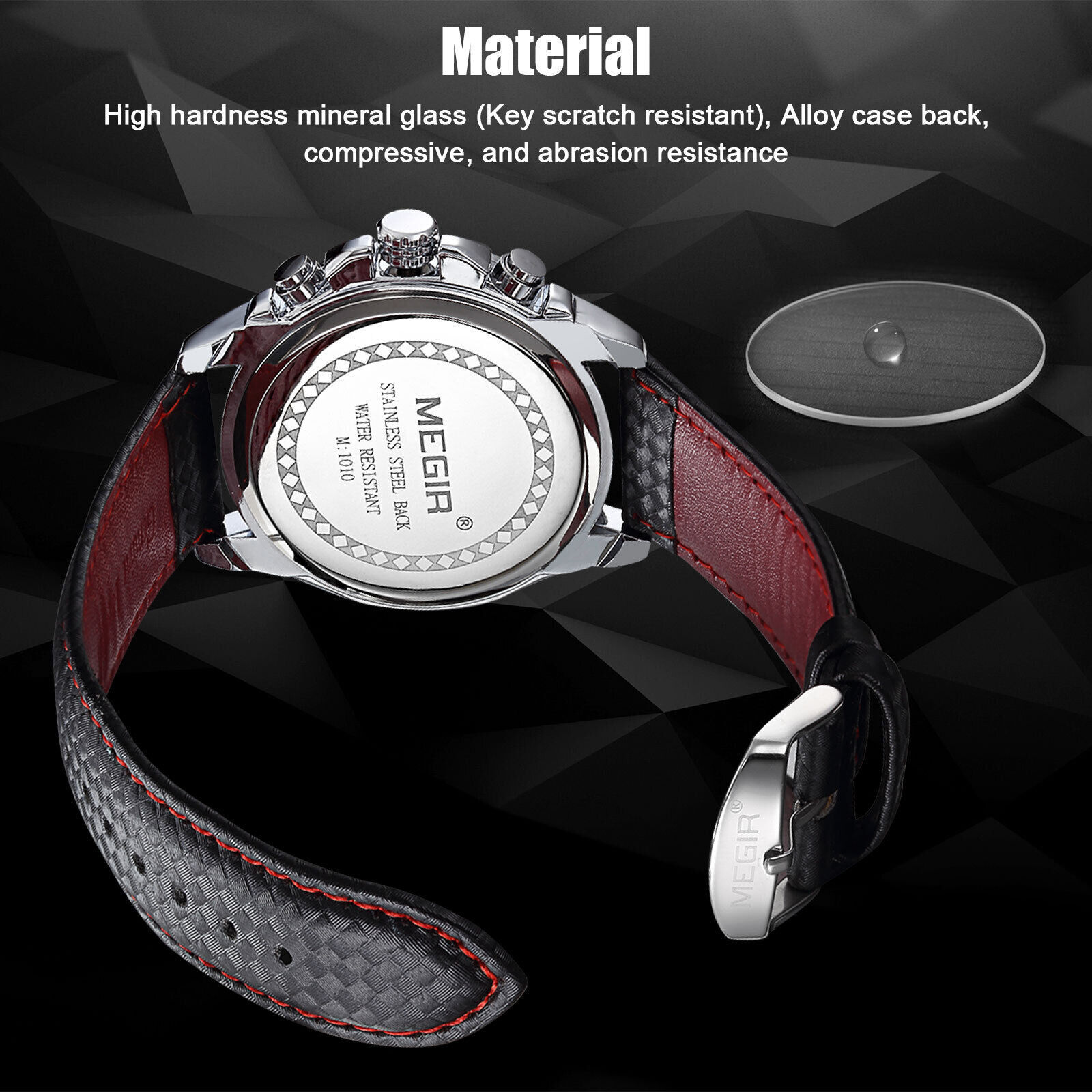 Waterproof Men Stainless Steel Leather Analog Sports Quartz Military Wrist Watch
