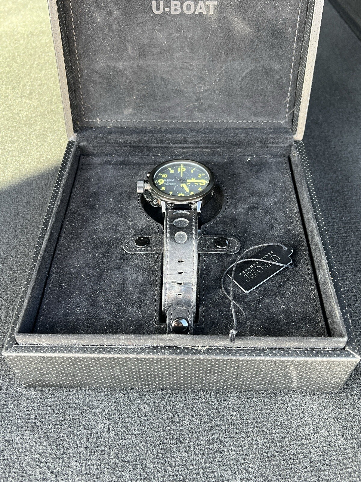 U-BOAT Flight Deck 50mm Black Automatic Dial Leather Strap – U7750