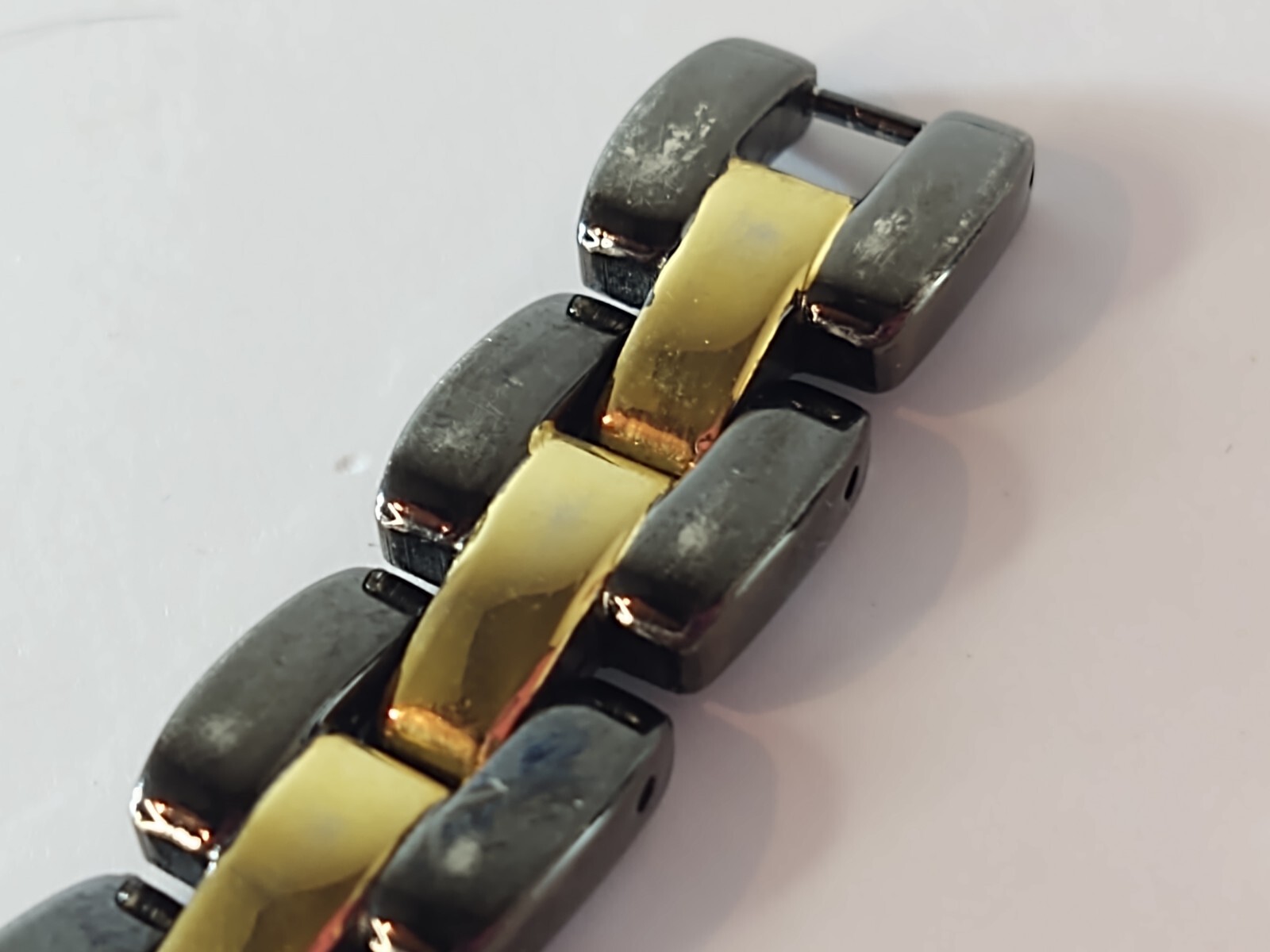 Womens LA Express Watch Black Dial Black & Gold Bezel & Band Show Wear