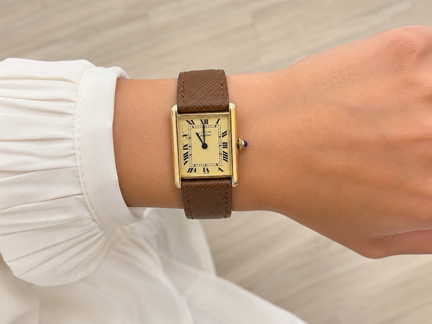 Vintage Must de Cartier 590005 Tank Watch. 925 Vermeil ARGENT Quartz Tank.