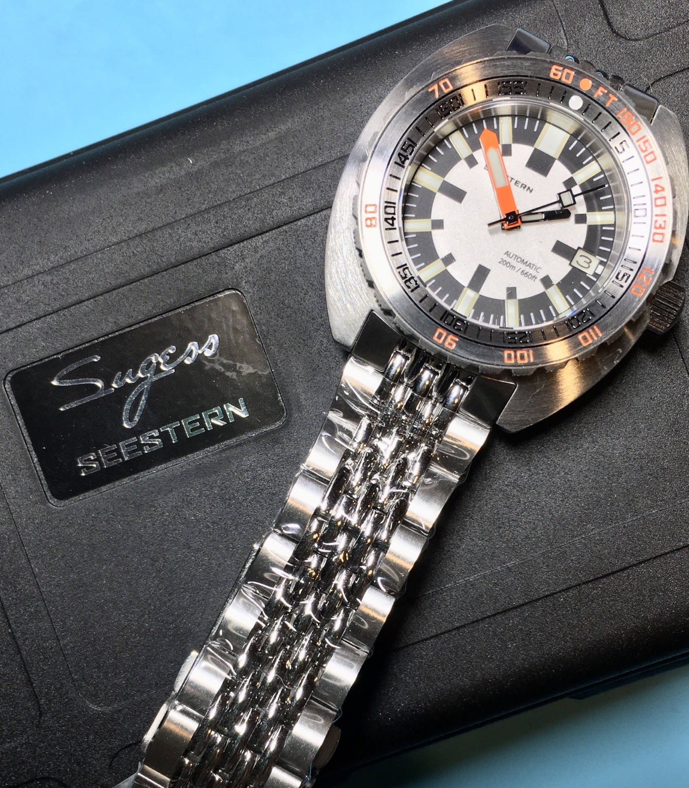 SEESTERN BLACK CHECKER DIAL TURTLE DIVER 43MM SEIKO NH35 SAPPHIRE STEEL BEZEL