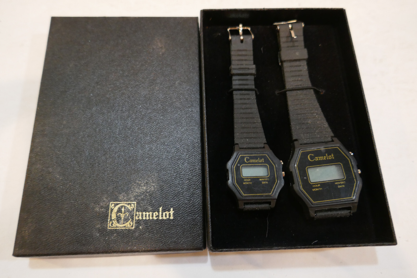 Vintage Camelot Digital Watch Black Simple Modern Style set of two watches NEW