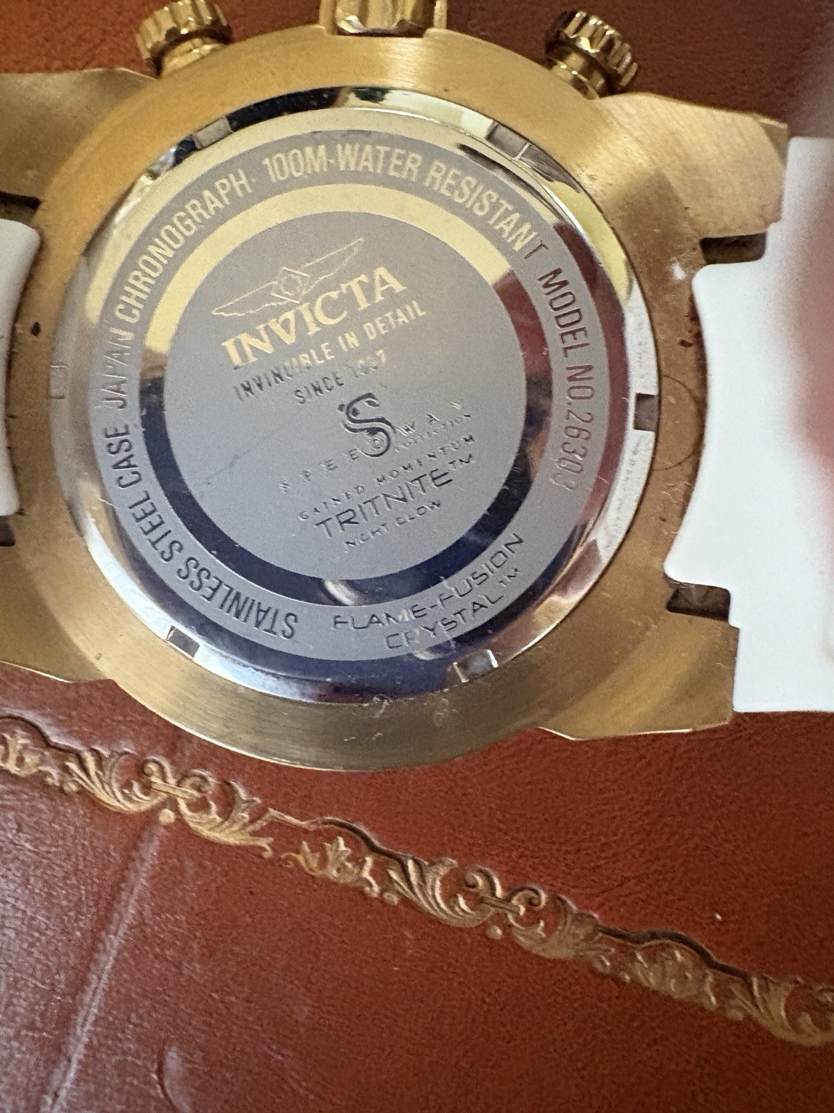 Invicta Speedway Chronograph Gold Tone Scuba Watch 50mm case luminous hour marks