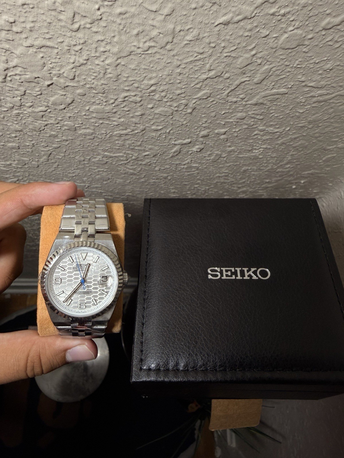 Seiko Mod Land-Dweller Automatic 40mm Silver Honeycomb Dial Date Steel Bracelet
