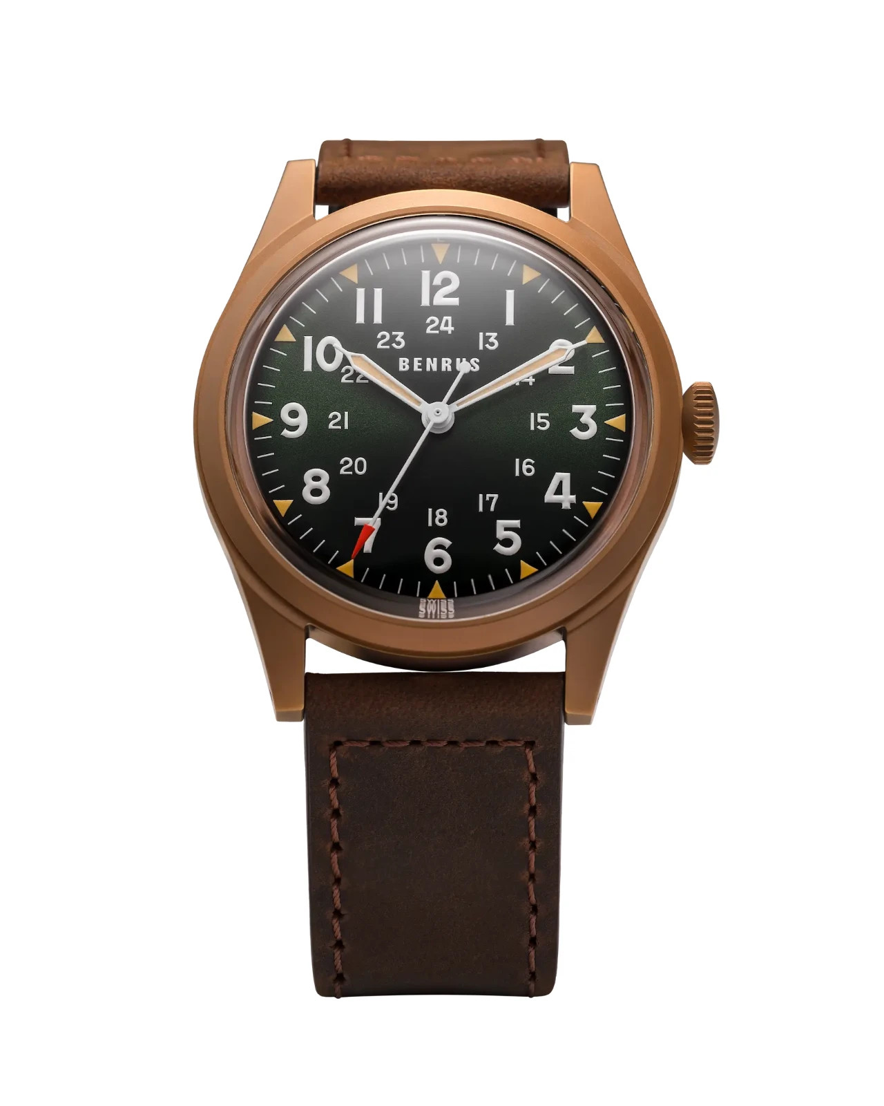 BENRUS DTU UB Swiss Automatic 38mm Bronze PVD Field Watch DTU-BR-G-038-03
