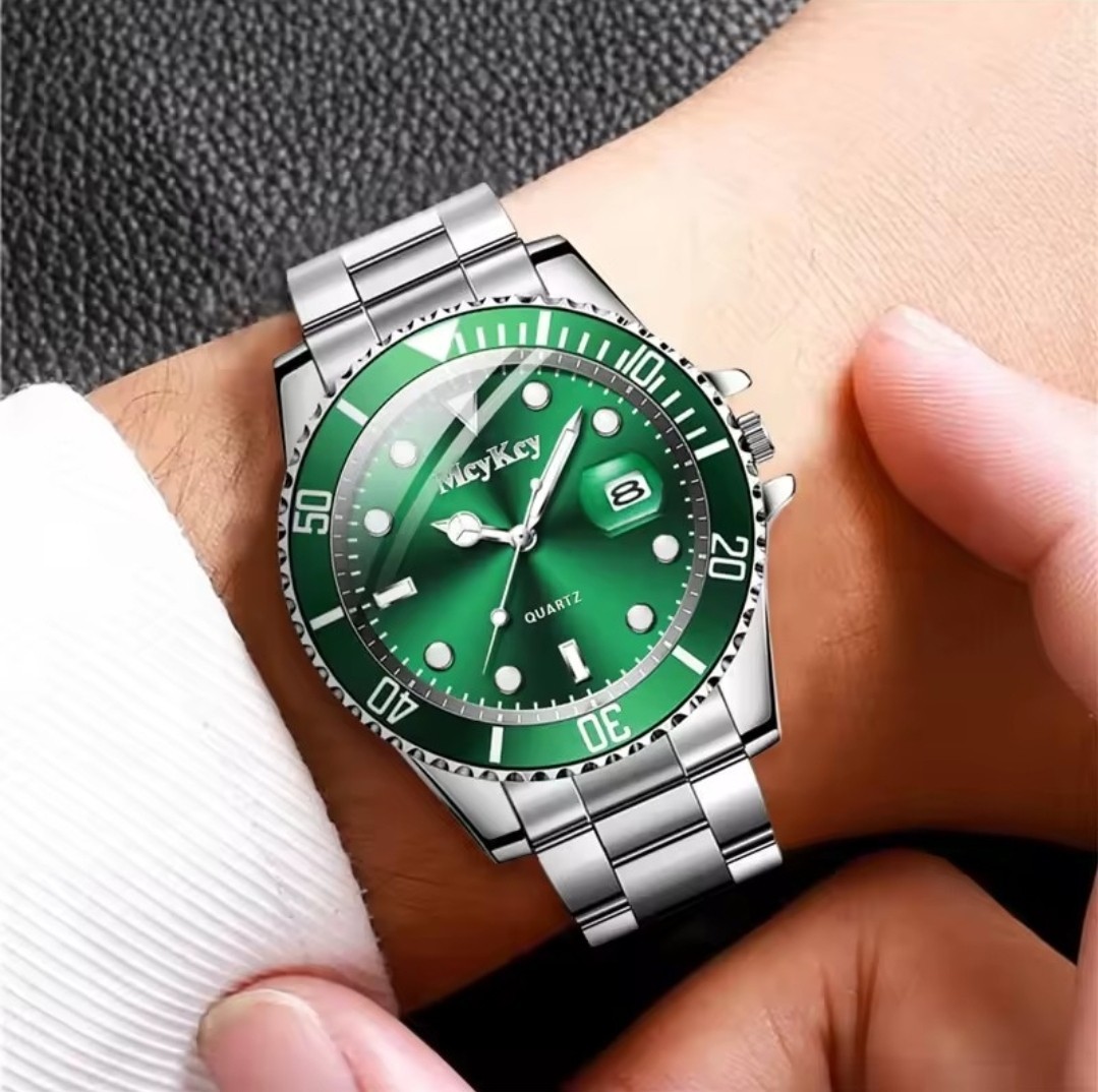 1pcs men’s luxury watch business style daily quartz watch silver