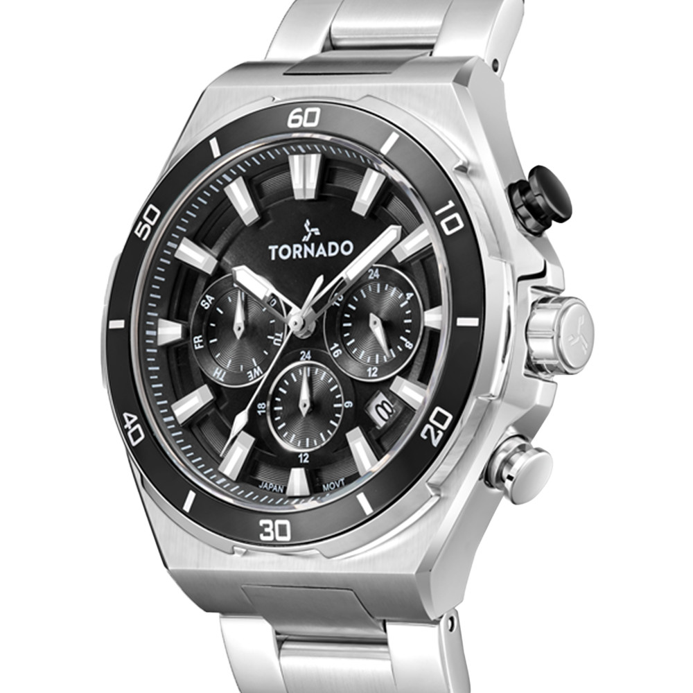 Tornado Strellar X Men’s Multi Function Watch | Black Dial, 45mm, 100 m (10 ATM)