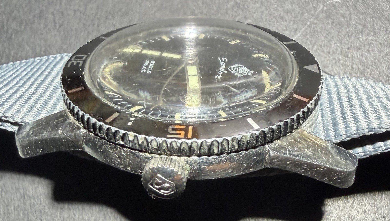 60’s Henry Sandoz &Fils Submariner Bathyscaphe MK1 Black for Military Use Rare.