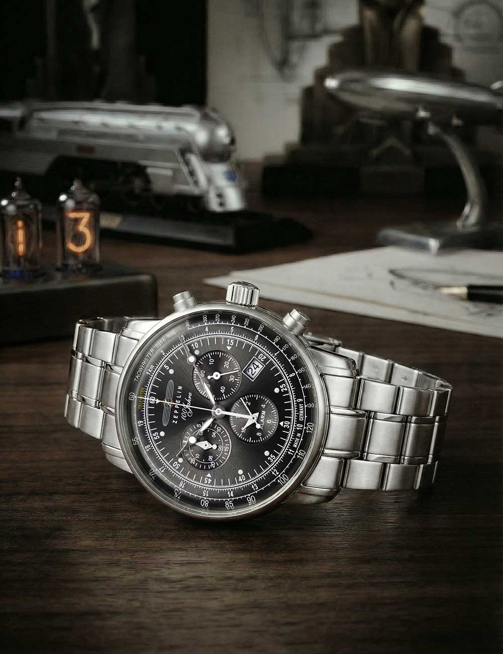 Zeppelin 7680MB-2 Mens Watch 100 Years Zeppelin Chronograph 43mm 5ATM